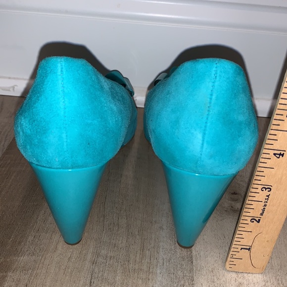 Franco Santo Suede Turquoise upper with Patent Leather heels size 10.5 - Picture 5 of 5